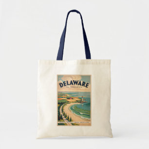 Delaware Vuurtoren Illustratie Reis Kunst Retro Tote Bag