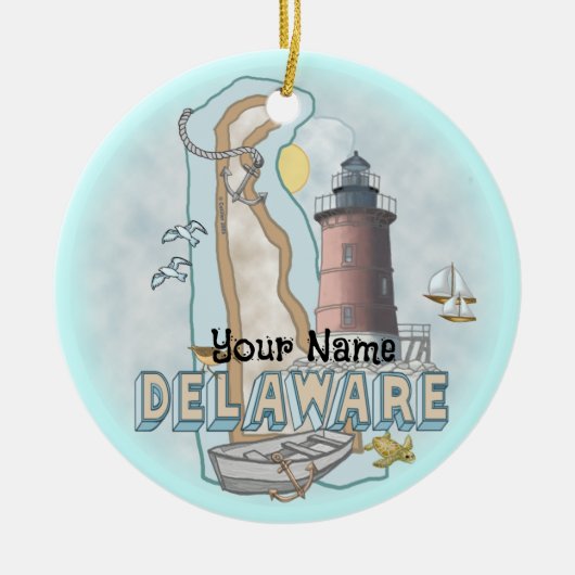 Delaware Vuurtoren Keramisch Ornament (Voorkant)