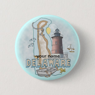 Delaware Vuurtoren speld knop Ronde Button 5,7 Cm
