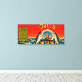 Delca Brand Salmon Label - Rood Canvas Afdruk (Insitu (Houten vloer))