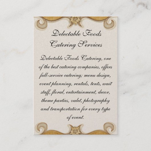 Delectable Foods Visitekaartje (Voorkant)
