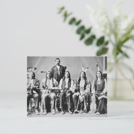 Delegatie van Sioux-chefs onder leiding van Red Cl Briefkaart (Staand voorkant)