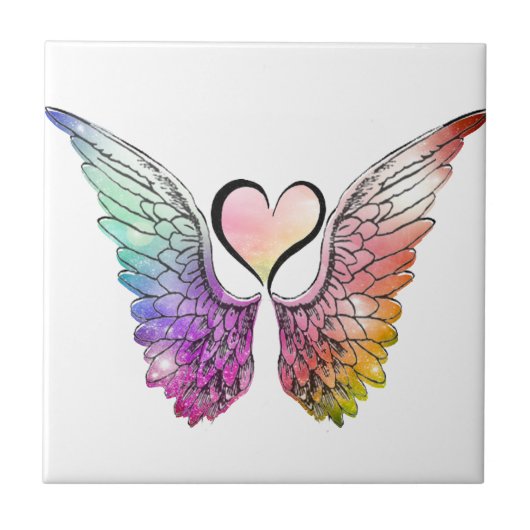 Delen - Angel Wings en Heart Tegeltje (Voorkant)