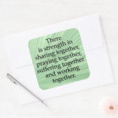 Delen, bidden en samenwerken vierkante sticker (Envelop)