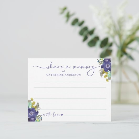 Delen Een Herinnering Bloemrijke Elegante Script F Briefkaart (Staand voorkant)