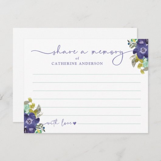 Delen Een Herinnering Bloemrijke Elegante Script F Briefkaart (Voorkant / Achterkant)