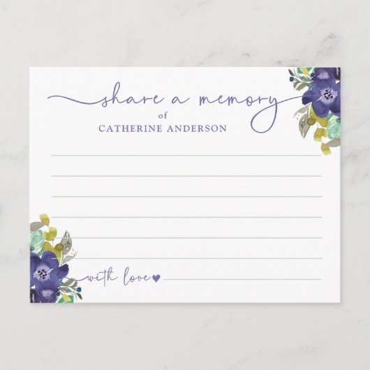 Delen Een Herinnering Bloemrijke Elegante Script F Briefkaart (Voorkant)