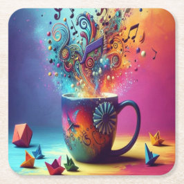 Delen van glas, van muziekpapier vierkante kartonnen onderzetter