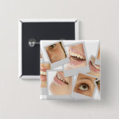 delen van het gezicht vierkante button 5,1 cm (Voorkant /achterkant)