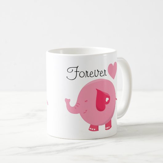 D'éléphant tasse faite sur commande rose pour (Devant droit)