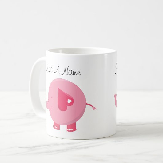 D'éléphant tasse faite sur commande rose pour (Devant gauche)