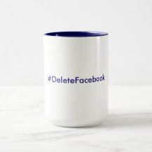 #DeleteFacebook 15 oz. Mok (marineblauw en wit)