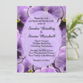 deletPurple Pansy Wedding Uitnodiging (Staand voorkant)
