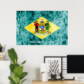 Deleware State Flag Grunge Poster (Thuiskantoor)