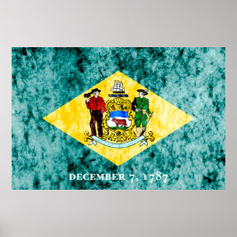 Deleware State Flag Grunge Poster