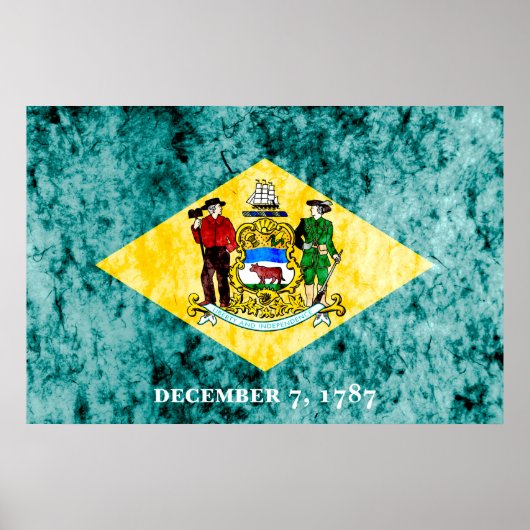 Deleware State Flag Grunge Poster (Voorkant)