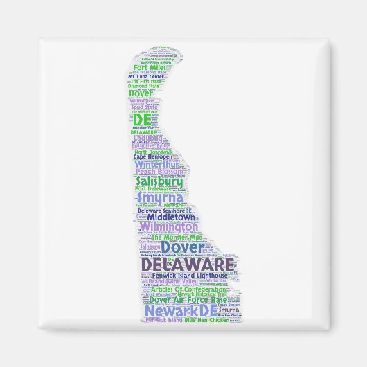Deleware Word Cloud Magneet (Voorkant)