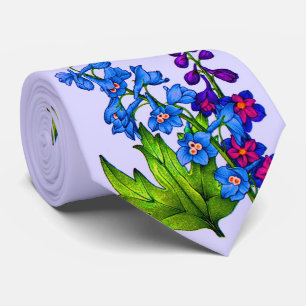 delfiniumbloemen afdrukken stropdas