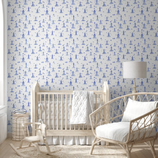 Delft Blauw Aquarel Vuurtoren Kust Toile Behang