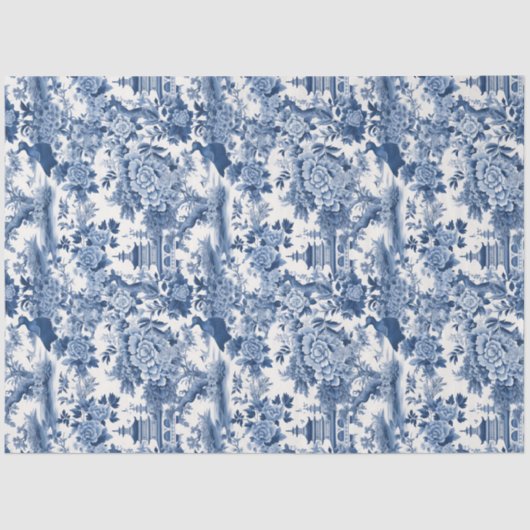 delft blauw Chinoiserie china vogelbloemen Tissuepapier (Voorkant)