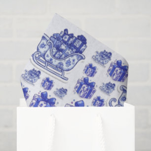 Delft Blauw Kerst slee Kado Doos Nederlandse Folkl Tissuepapier