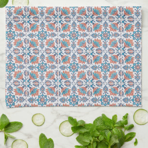 Delft Blauw Rode Korenbloem Patroon Keukenhanddoek