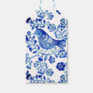Delft Blauwe Vogel 🐦 bloemig Frans Landelijk Scho Cadeaulabel