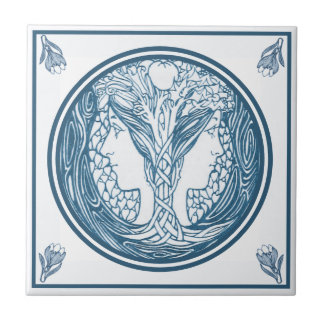 Delft Blue Art - Twee nieuwe vrouwengezichten Tegeltje