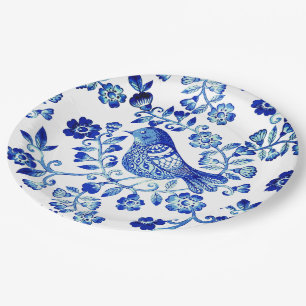 Delft Blue Bird 🐦 floral French Country Scale Papieren Bordje