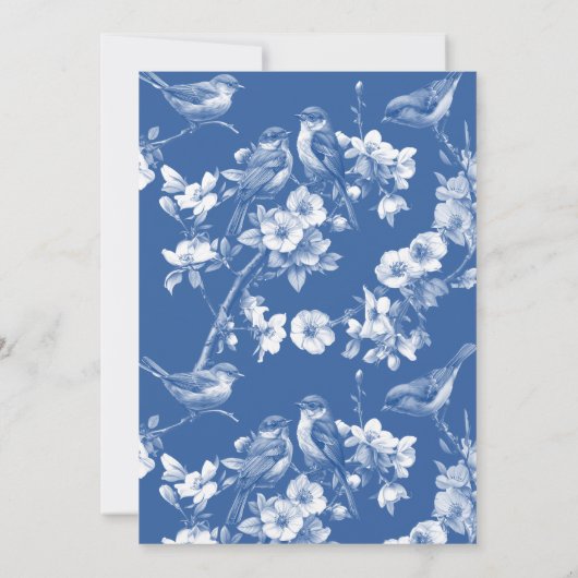 Delft Blue Birds Spring Wedding Invitation (Dos)
