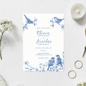 Delft Blue Birds Spring Wedding Invitation