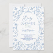 Delft Blue Chinoiserie Baby shower Boy Invitation (Devant)