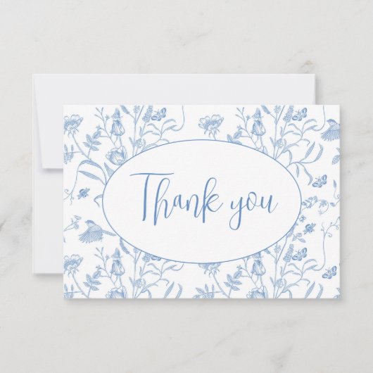 Delft Blue Chinoiserie Baby shower garçon Merci (Devant)