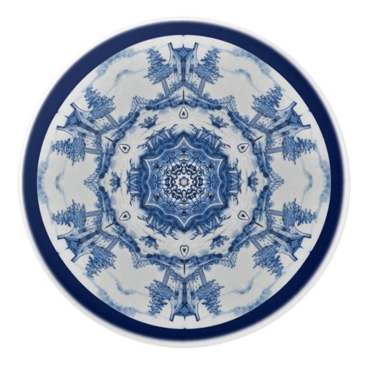 Delft Blue Design 02 From 1764 ~  Keramische Knop (Voorkant)