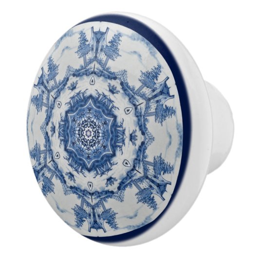 Delft Blue Design 02 From 1764 ~  Keramische Knop (Rechts)