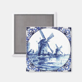 Delft Blue Double Windmill Magneet (Voorkant / Achterkant)