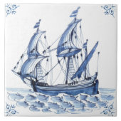 Delft Blue Dutch Style Frigate Schooner Sail Boat Tegeltje (Voorkant)