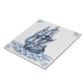 Delft Blue Dutch Style Frigate Schooner Sail Boat Tegeltje (Zijkant)