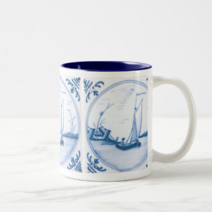 Delft Blue en White Sailboat Coffee Mok