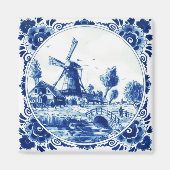 Delft Blue Farm and Windmill Painting Magneet (Voorkant)