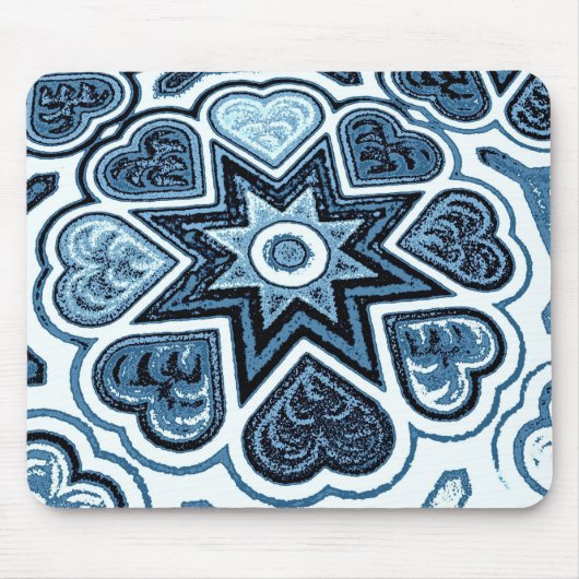 Delft Blue Heart Mousepad Muismat (Voorkant)