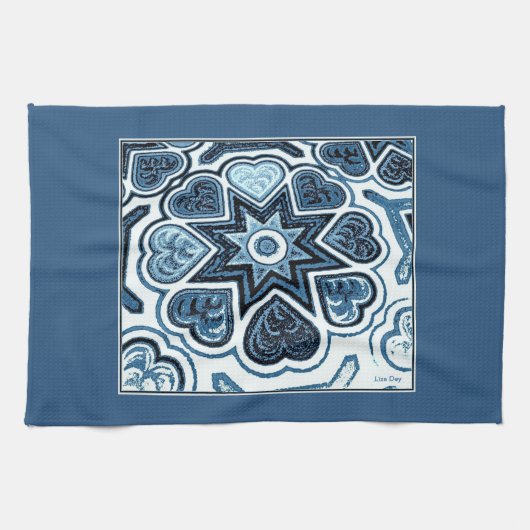 Delft Blue Hearts Kitchen Towel Theedoek (Horizontaal)
