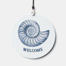 Delft Blue Nautilus Shell Nautical Beach House
