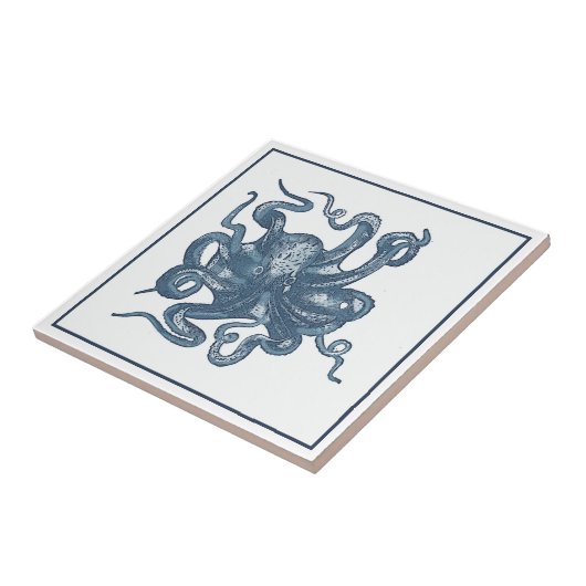 Delft Blue Steampunk Octopus of Devilfish Tegeltje (Zijkant)