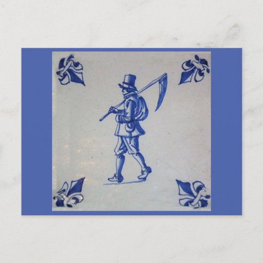 Delft Blue Tegel - Sjabloon Briefkaart (Voorkant)