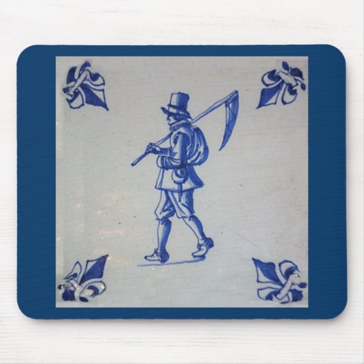 Delft Blue Tegel - Sjabloon Muismat (Voorkant)