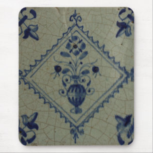Delft Blue Tegel - Vase met bloemen en Bouquet Muismat