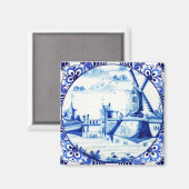Delft Blue Tegel  windmolen schilderen Magneet (Voorkant / Achterkant)