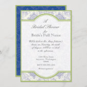 Delft Blue Toile Quatrefoil - Invitation Fête des (Devant / Derrière)