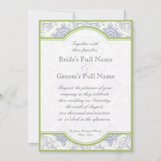 Delft Blue Toile Quatrefoil - Weddenschap Kaart (Voorkant)